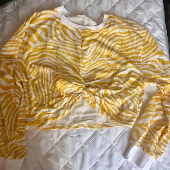 Zebra Stripe Front Twist Crop Sweatshirt - Picture 2 of 3